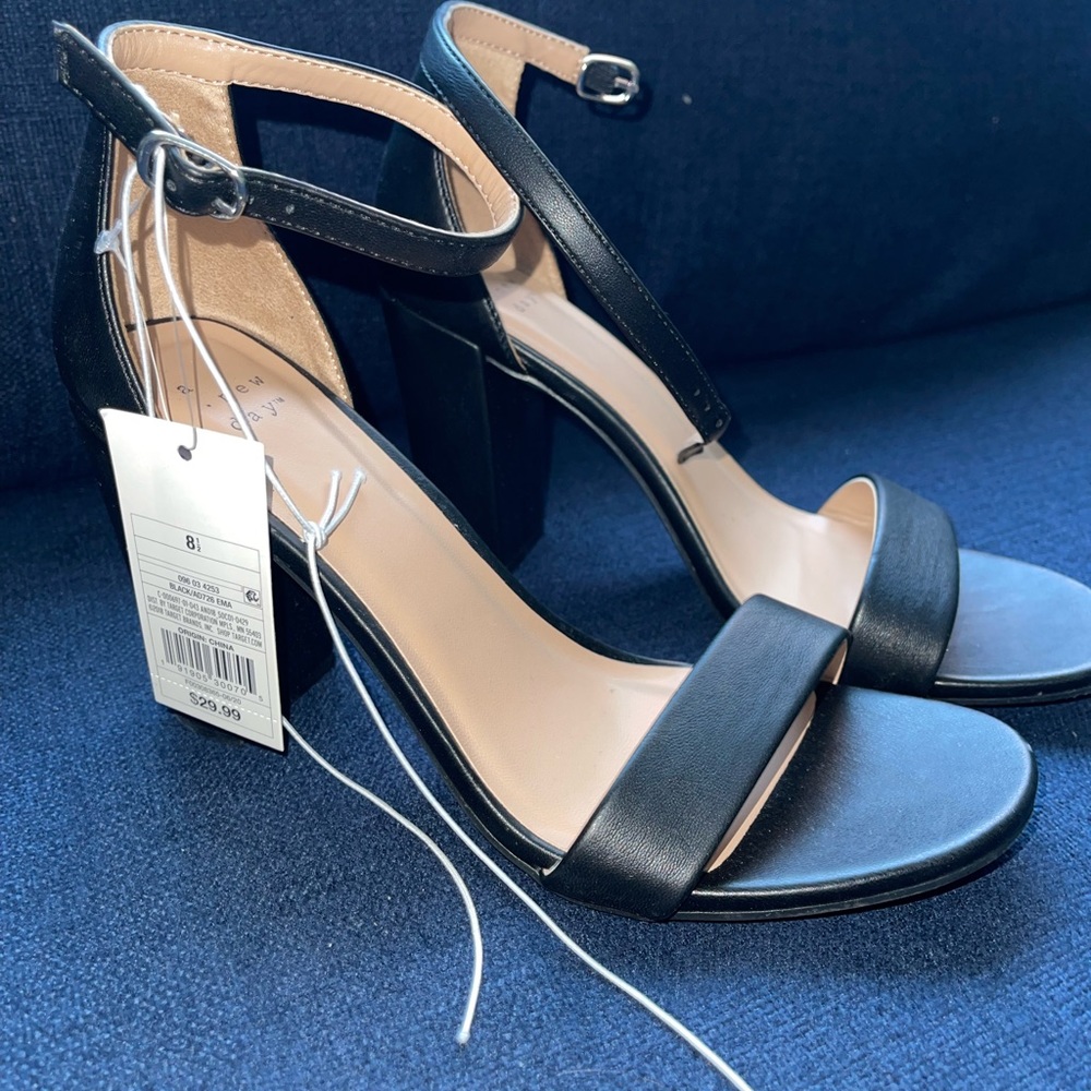 Black strap heels